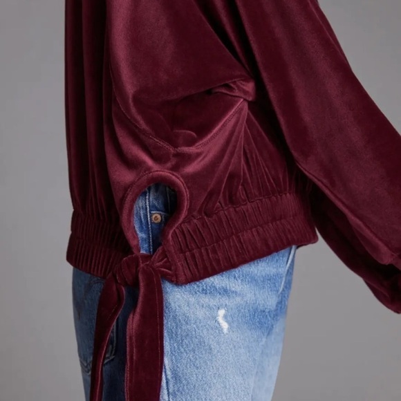 Daily Practice By Anthropologie Side-Tie Velvet Cowlneck Pullover Sweatshirt S - Picture 4 of 10